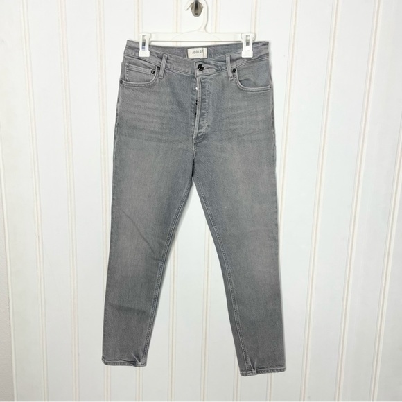 Agolde Nico High Rise Slim Jeans Grey Wash Denim Organic Cotton Ankle Women’s 28 - Picture 3 of 9